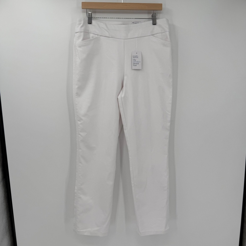 NWT Croft & Barrow Effortless Stretch White Straight Pants Women 12 Regular